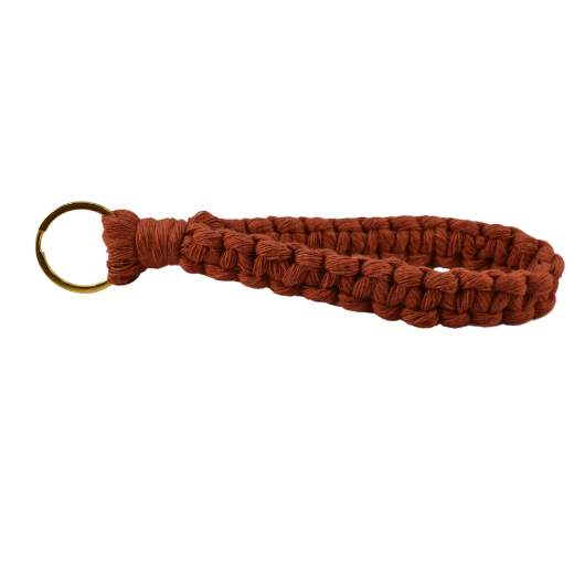 Picture of Handmade terracotta macrame wristlet keychain