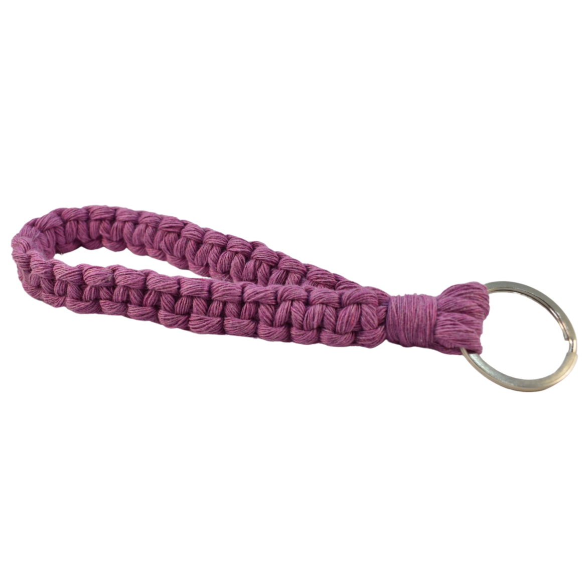 Handmade pink macrame wristlet keychain