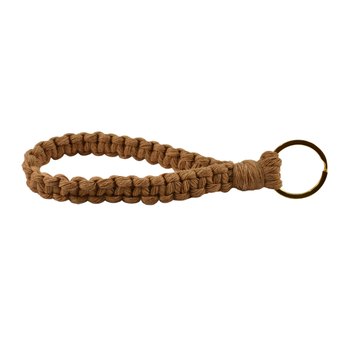 Handmade camel macrame wristlet keychain