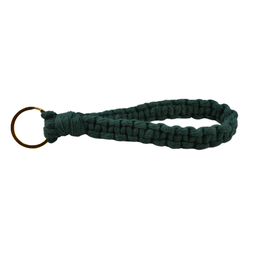 Picture of Handmade dark green macrame wristlet keychain