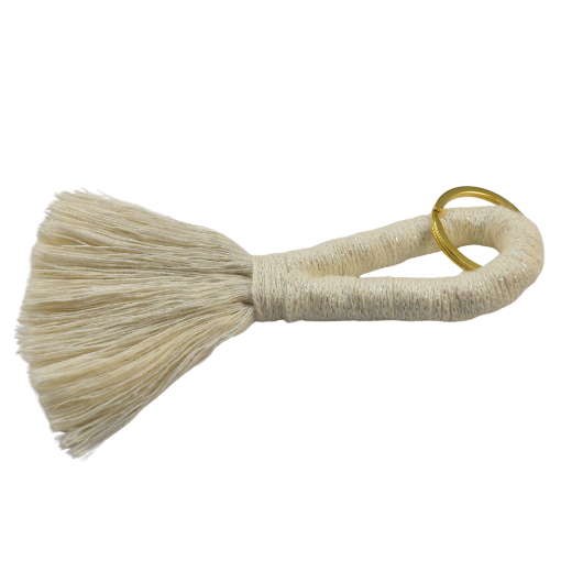 Picture of Handmade white tassel keychain