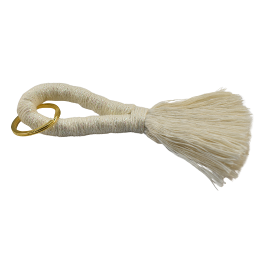 Picture of Handmade white tassel keychain