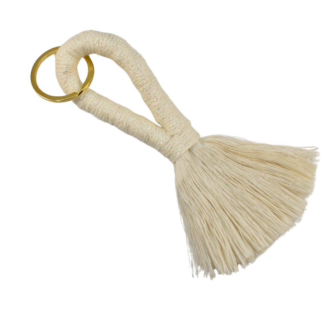 Picture of Handmade white tassel keychain