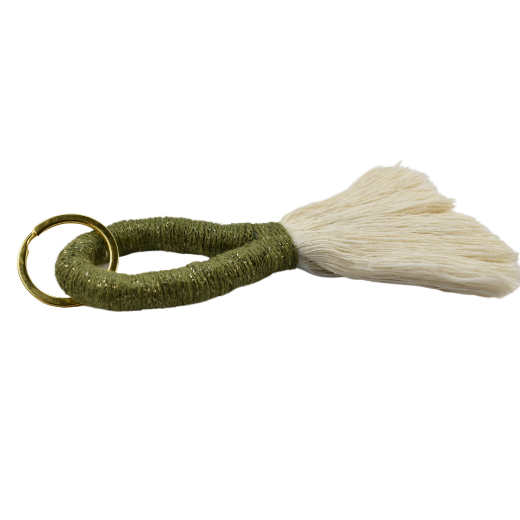 Picture of Handmade olive green tassel keychain