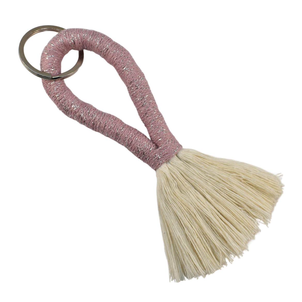 Handmade pink tassel keychain