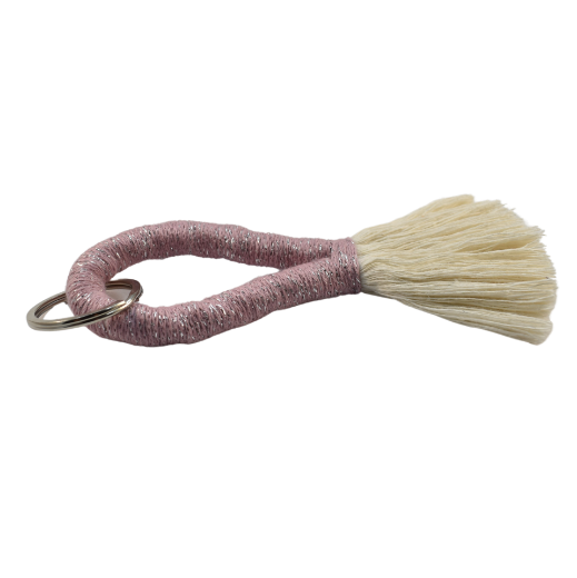 Picture of Handmade pink tassel keychain