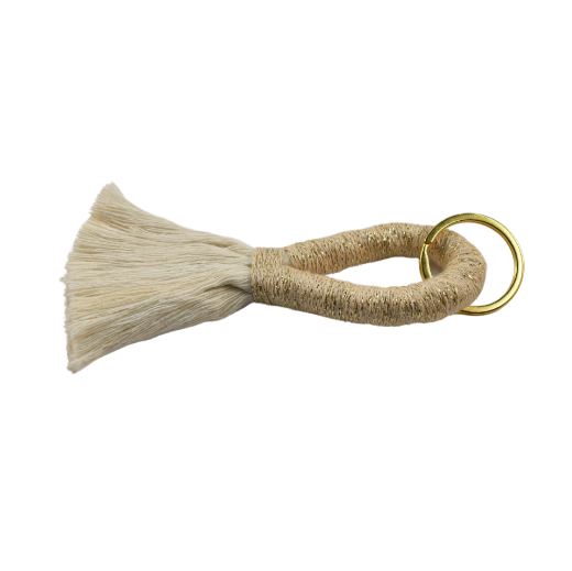 Picture of Handmade beige tassel keychain