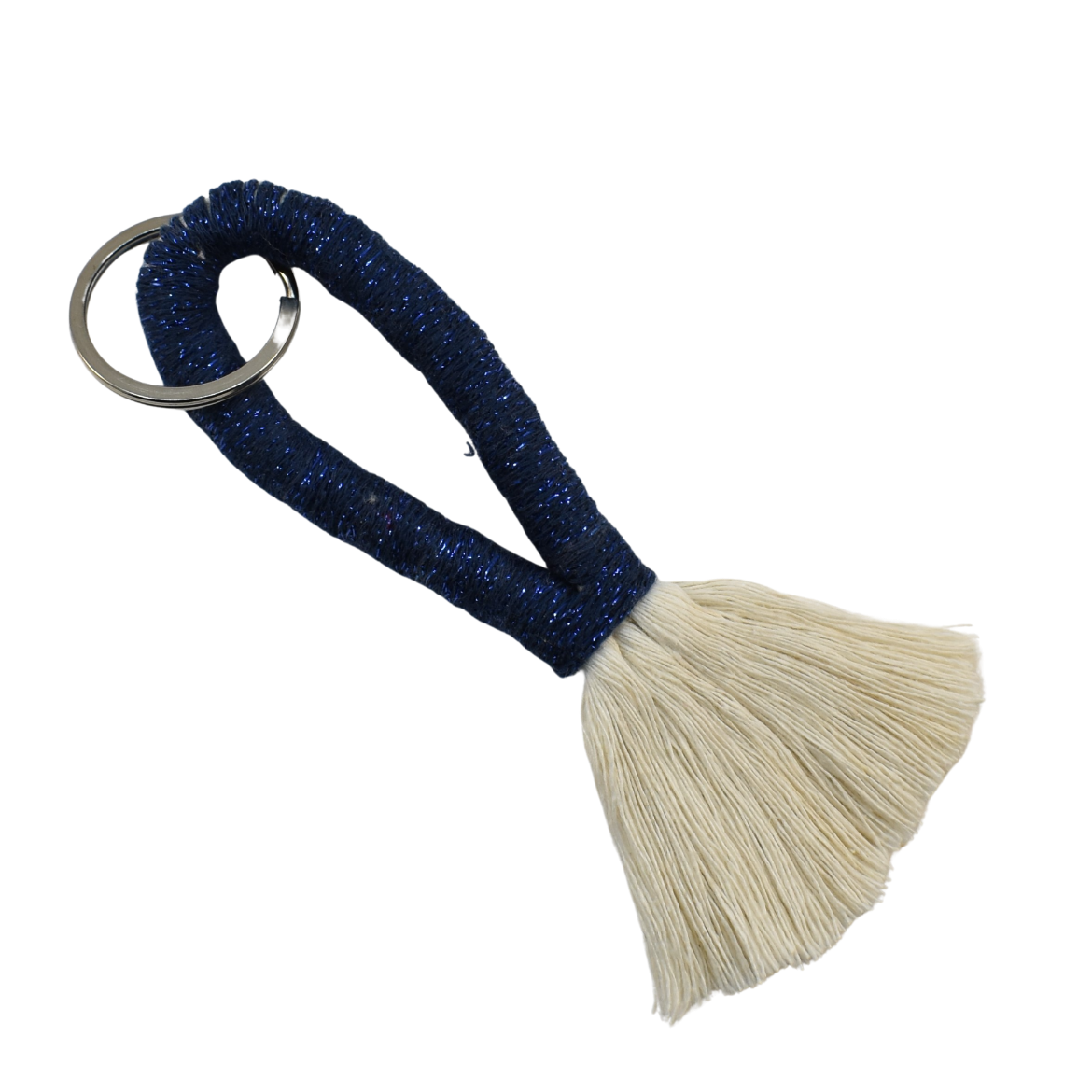 Handmade navy blue tassel keychain