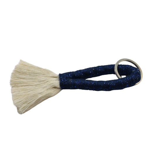 Picture of Handmade navy blue tassel keychain