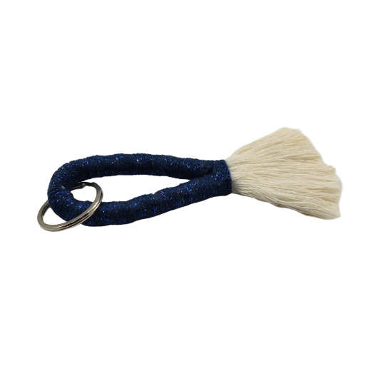 Picture of Handmade navy blue tassel keychain