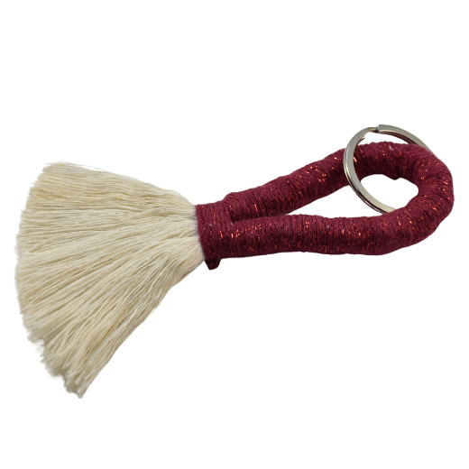 Picture of Handmade burgundy tassel keychain