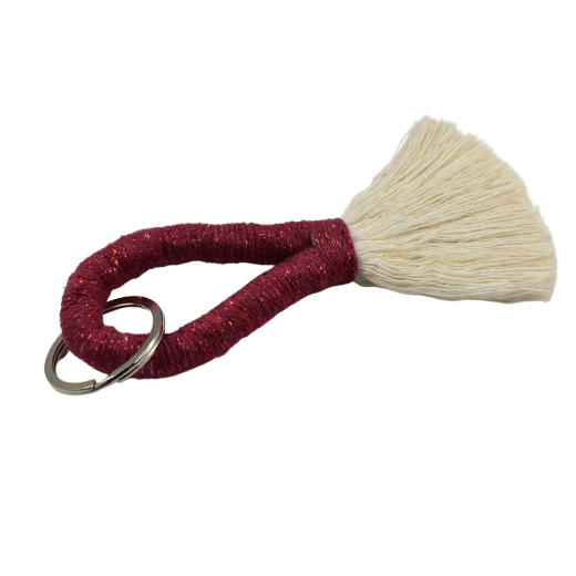 Picture of Handmade burgundy tassel keychain