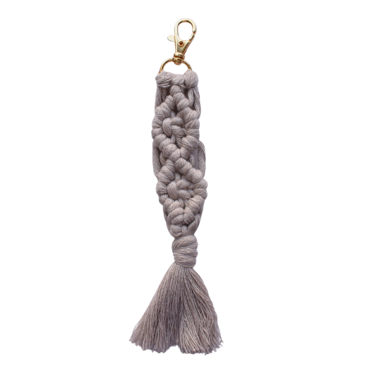 Picture of Handmade beige macrame keychain with lobster clasp