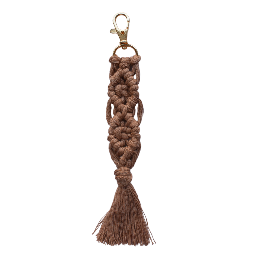 Picture of Handmade camel macrame keychain with lobster clasp