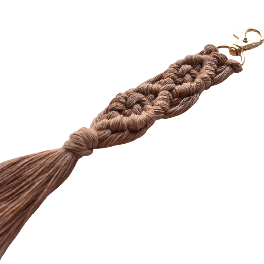 Picture of Handmade camel macrame keychain with lobster clasp