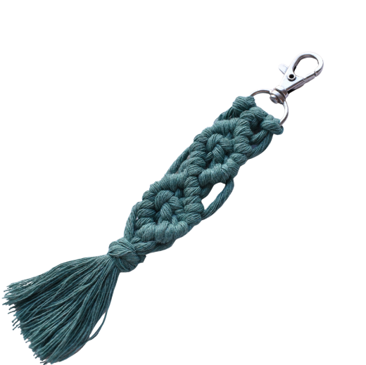 Picture of Handmade green macrame keychain with lobster clasp