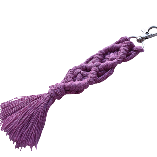 Picture of Handmade pink macrame keychain with lobster clasp