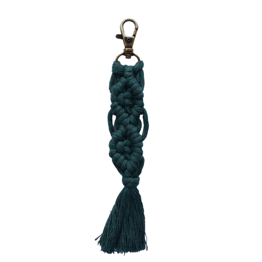 Picture of Handmade dark green macrame keychain with lobster clasp