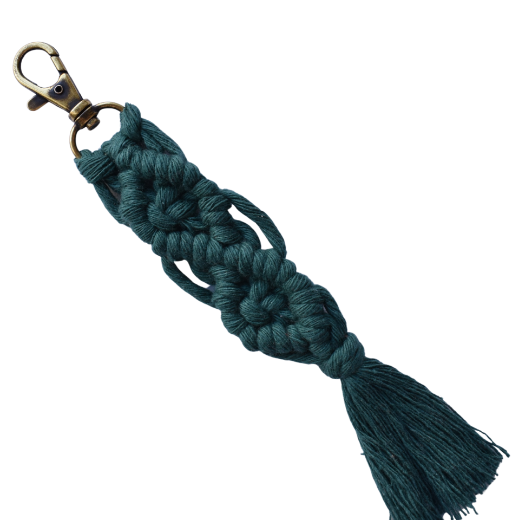 Picture of Handmade dark green macrame keychain with lobster clasp