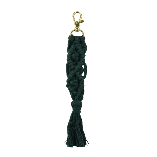 Picture of Handmade dark green macrame keychain with lobster clasp