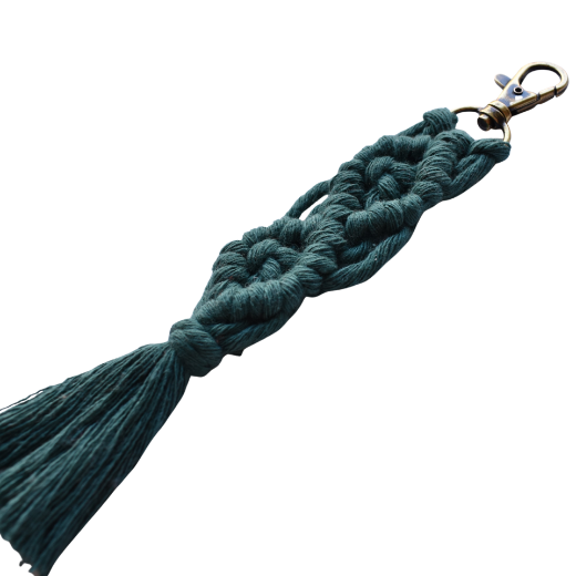 Picture of Handmade dark green macrame keychain with lobster clasp