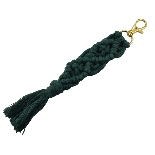 Picture of Handmade dark green macrame keychain with lobster clasp