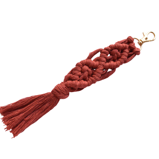 Picture of Handmade terracotta macrame keychain with lobster clasp