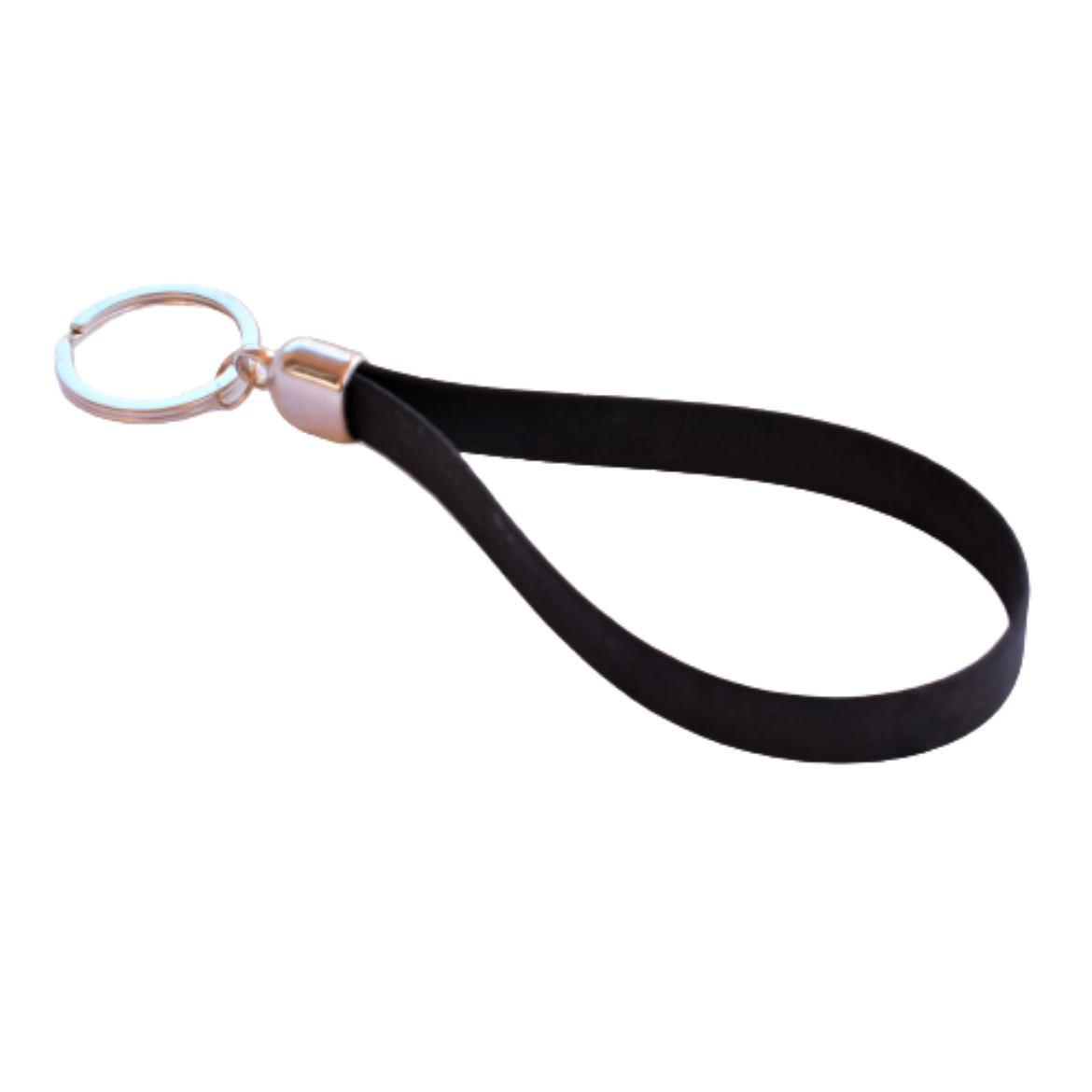 Handmade black cork loop keychain