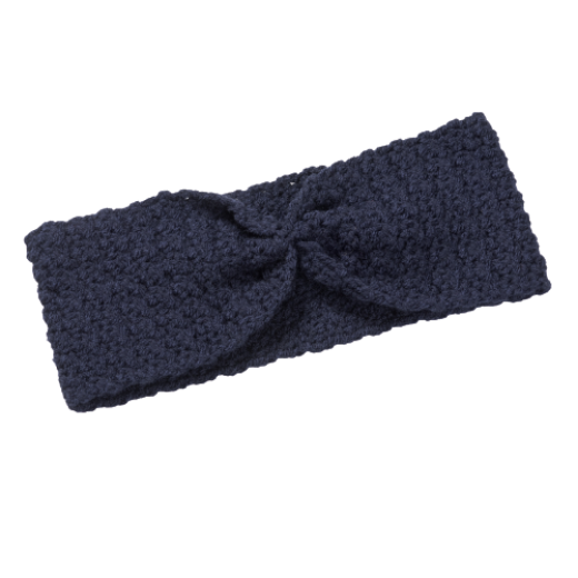 Εικόνα της Χειροποίητη πλεκτή κορδέλα με σούρα μπλέ σκούρο