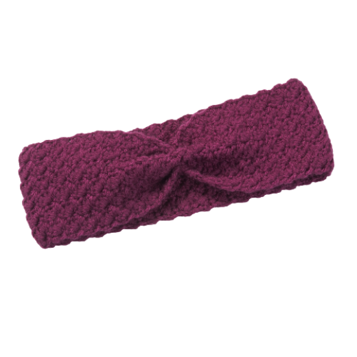 Εικόνα της Χειροποίητη πλεκτή κορδέλα με σούρα σκούρο μωβ