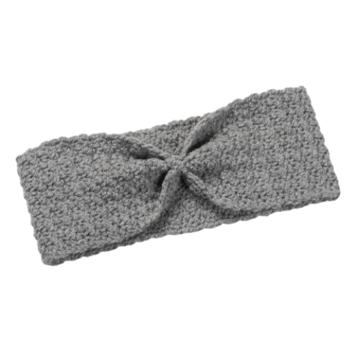 Εικόνα της Χειροποίητη πλεκτή κορδέλα με σούρα γκρί