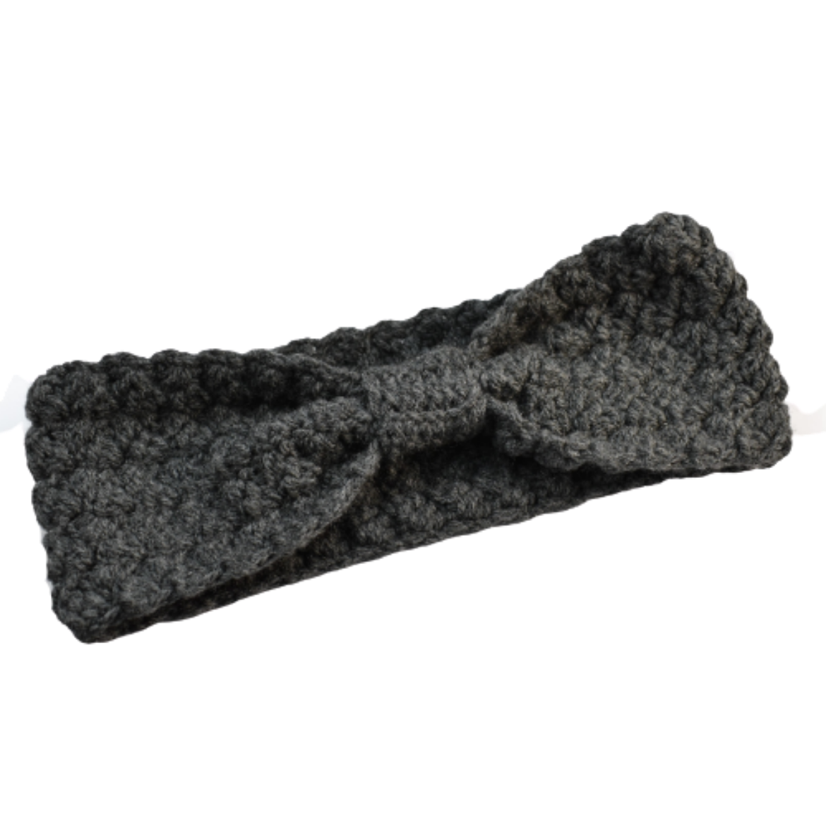 Εικόνα της Πλεκτή κορδέλα με δέσιμο γκρι ανθρακί