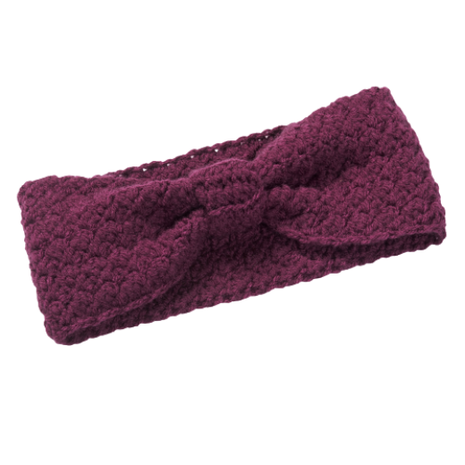 Εικόνα της Πλεκτή κορδέλα με δέσιμο σκούρο μωβ