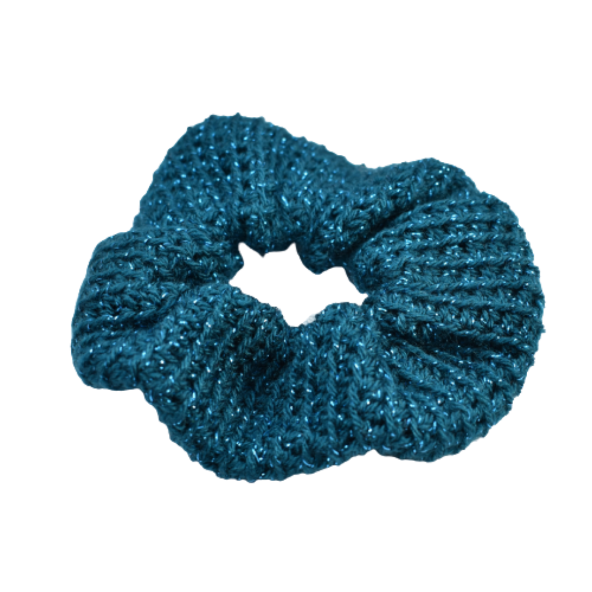 Χειροποίητο πλεκτό scrunchie σε πετρόλ