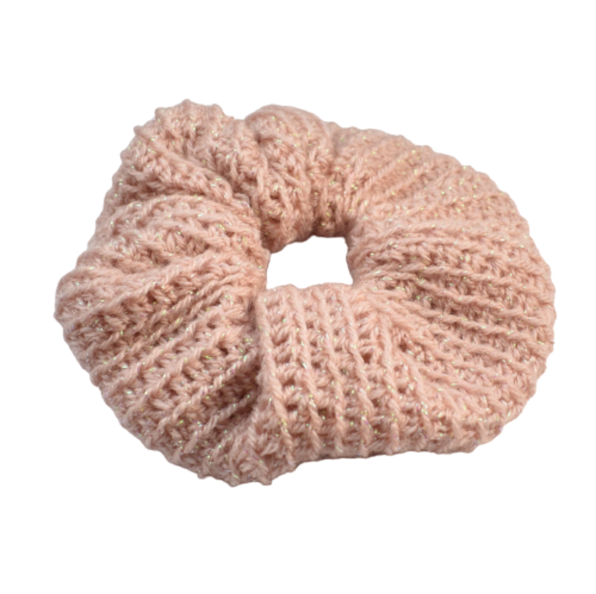 Χειροποίητο πλεκτό scrunchie σε ροζ
