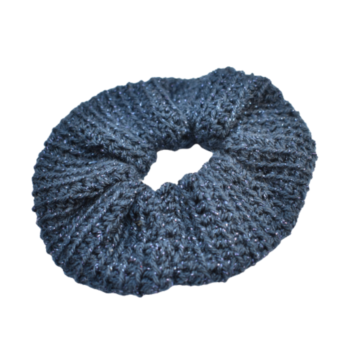 Χειροποίητο πλεκτό scrunchie σε σκούρο μπλε