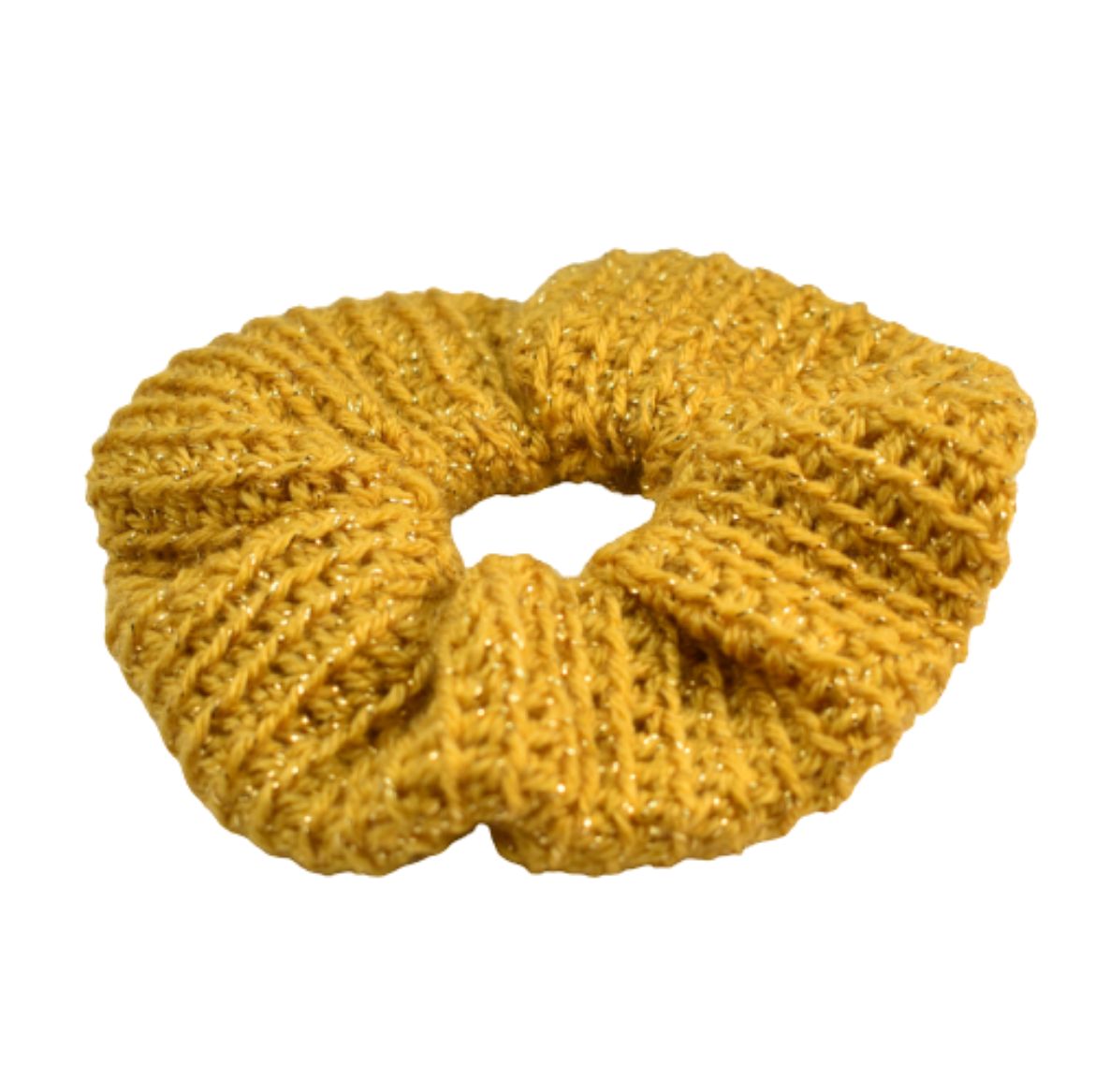 Χειροποίητο πλεκτό scrunchie σε μουσταρδί