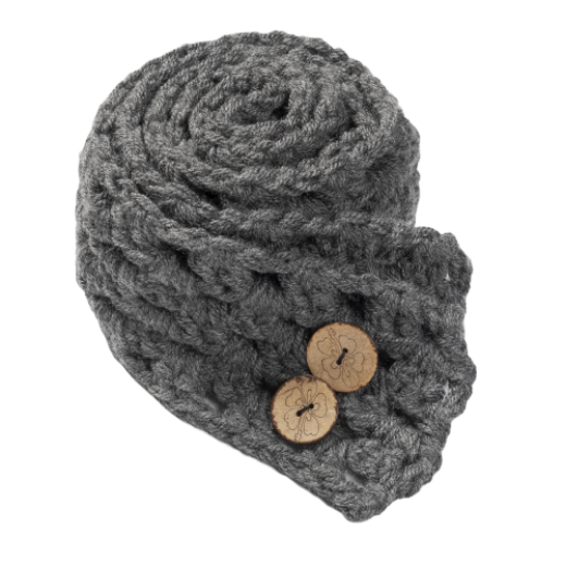 Picture of Handmade dark gray crochet scarf with buttons