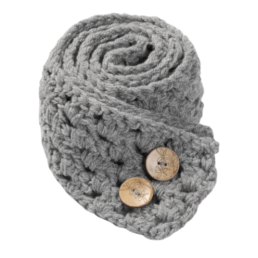 Picture of Handmade gray crochet scarf with buttons
