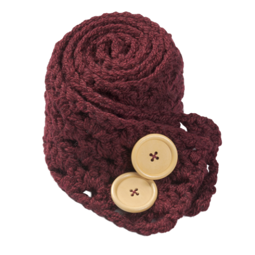 Picture of Handmade button scarf red wine