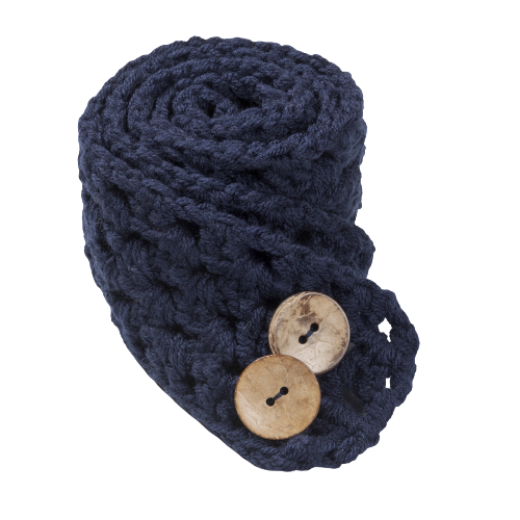 Picture of Handmade navy blue crochet scarf with buttons