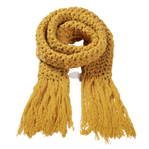 Picture of Handmade mustard crochet scarf with fringe