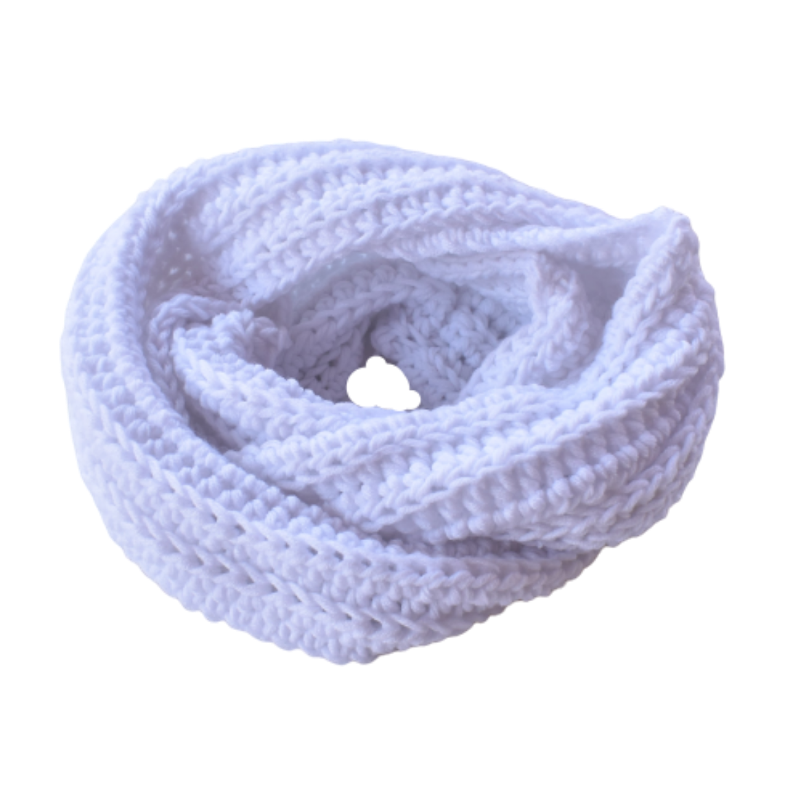 Handmade textured crochet infinity scarf in white