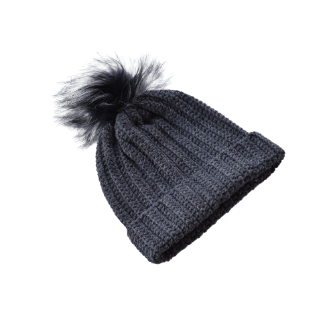 Εικόνα της Χειροποίητος πλεκτός σκούφος σκούρο γκρί