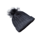 Picture of Handmade crochet beanie dark gray faux fur pom
