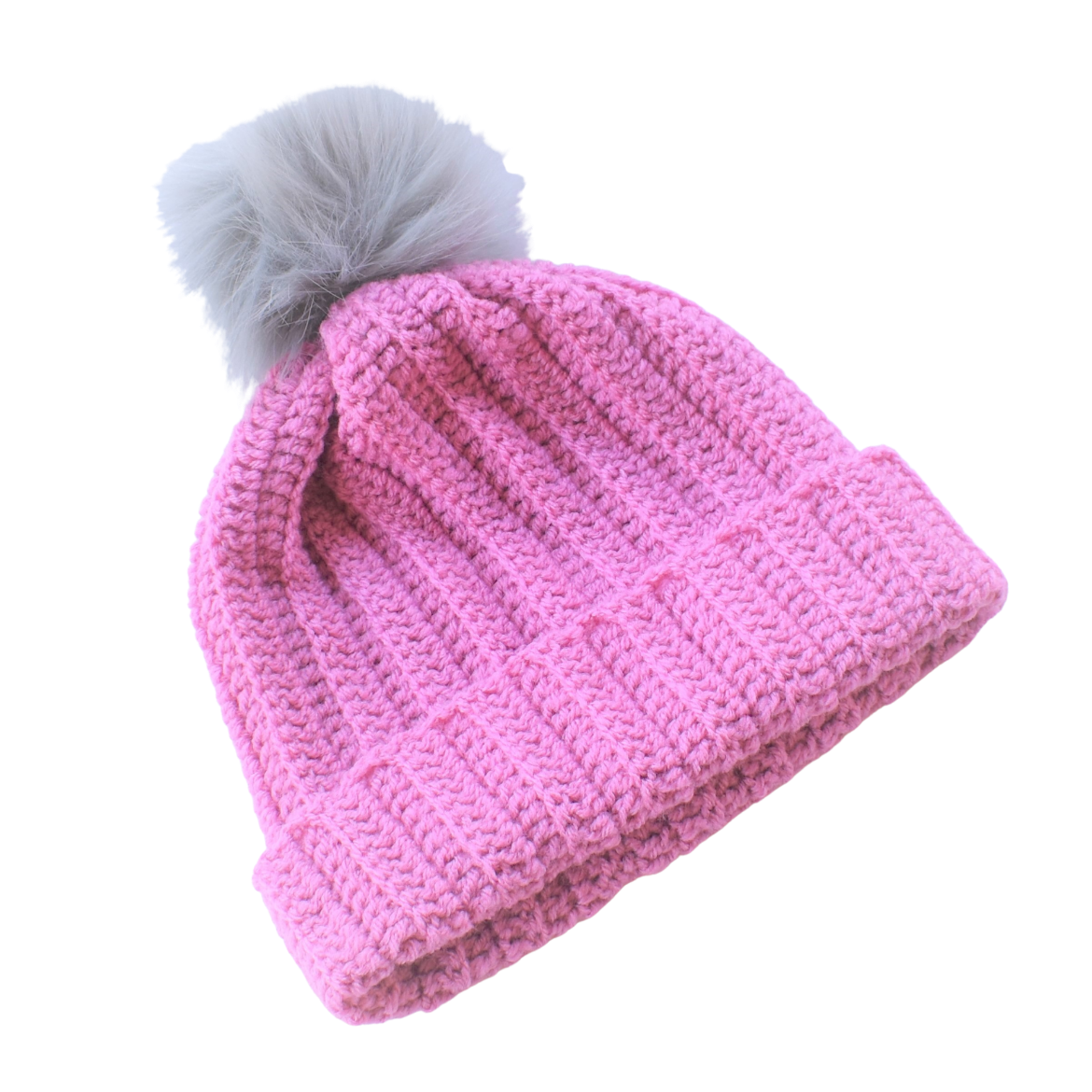 Εικόνα της Χειροποίητος πλεκτός σκούφος σκούρο ροζ