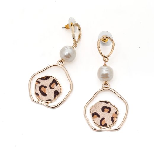 Picture of Earrings with animal print and artificial pearl