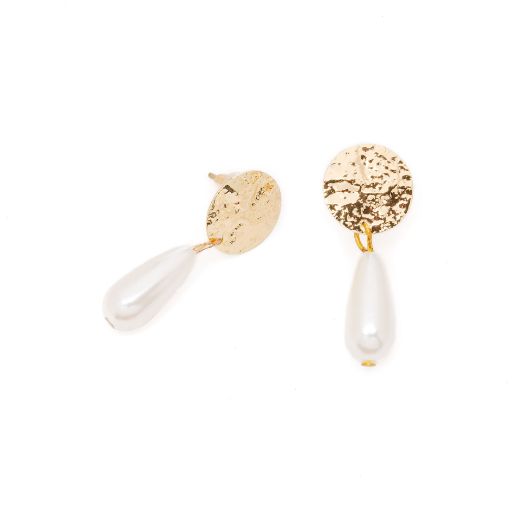 Picture of Stud earrings with wrought circle and artificial pearl