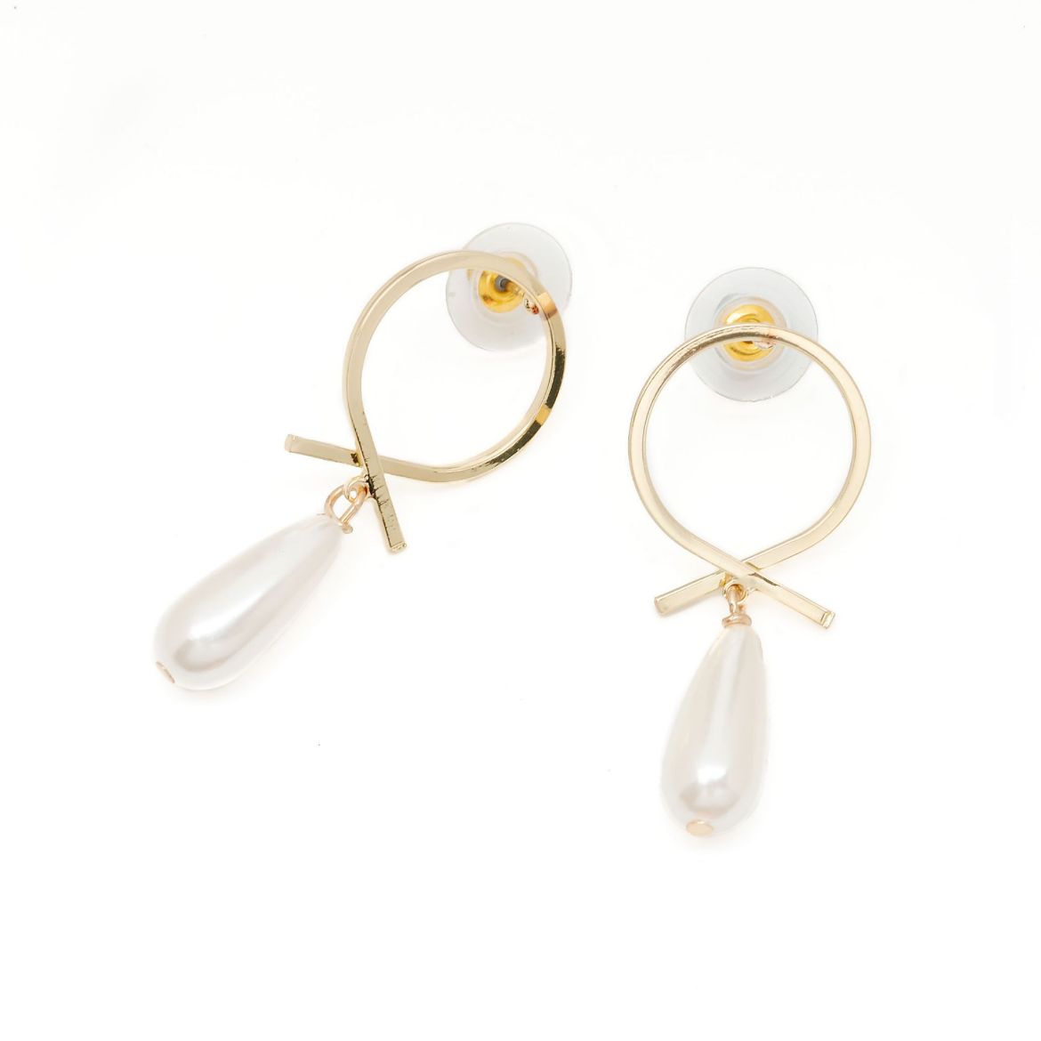 Picture of Earrings with artificial teardrop pearl 