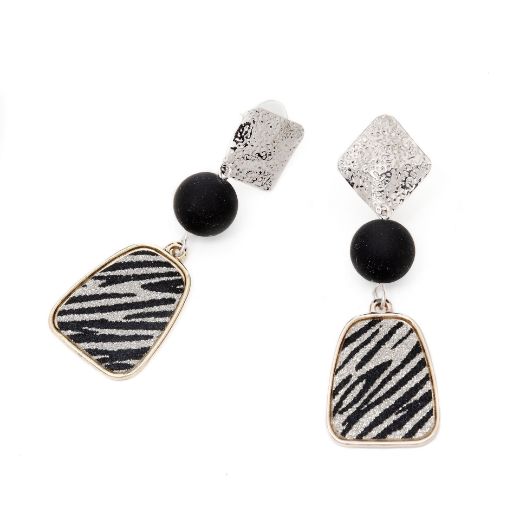 Picture of Stud earrings animal print silver